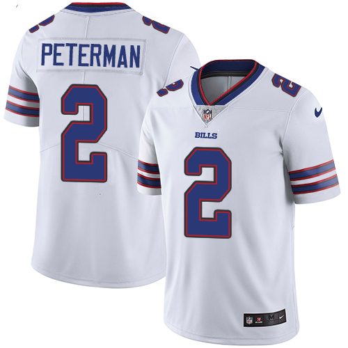 Nike Bills #2 Nathan Peterman White Men's Stitched NFL Vapor Untouchable Limited Jersey